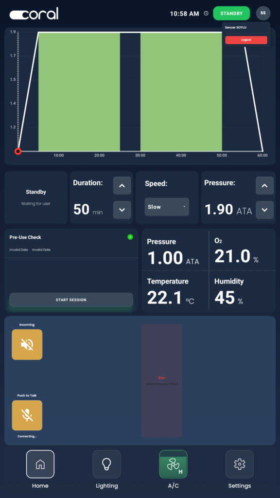 Coral Control real-time monitoring dashboard