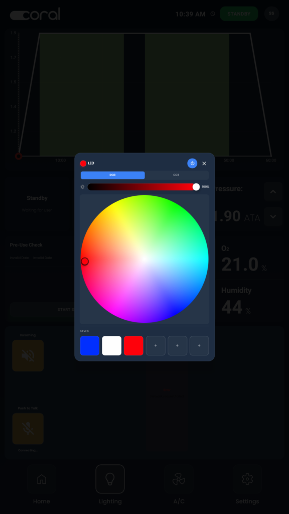Coral Control cabin LED lighting controls